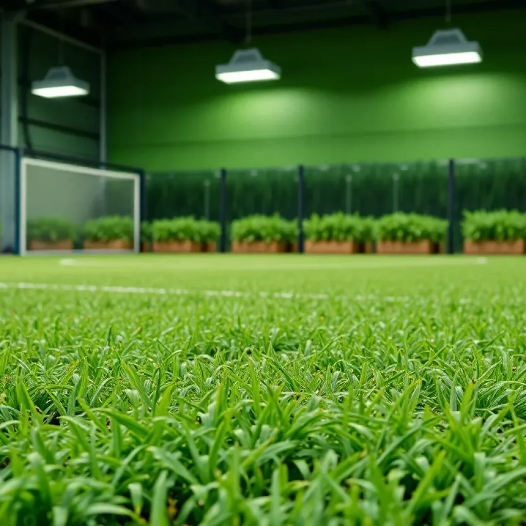 Turf research facility showcasing advanced techniques for soccer pitch preparation.